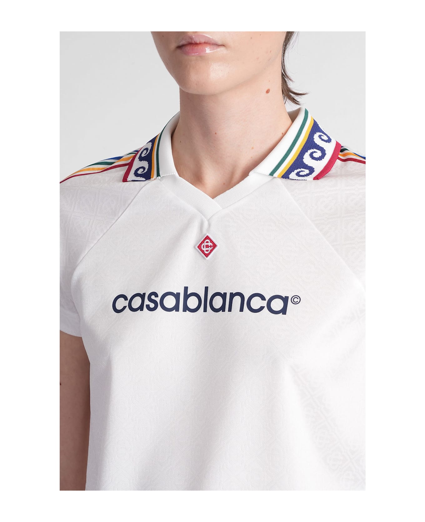 Casablanca T-shirt In White Polyester - white