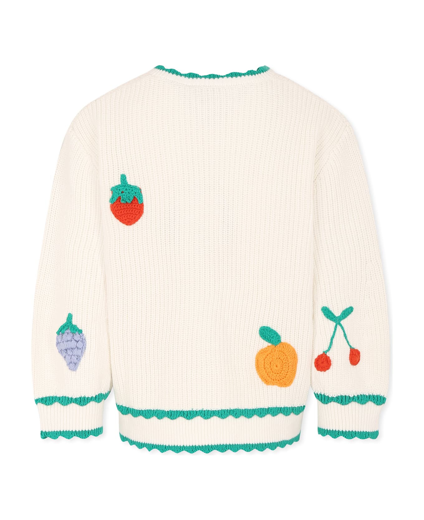 Stella McCartney Kids White Cardigan For Girl With Fruit - White