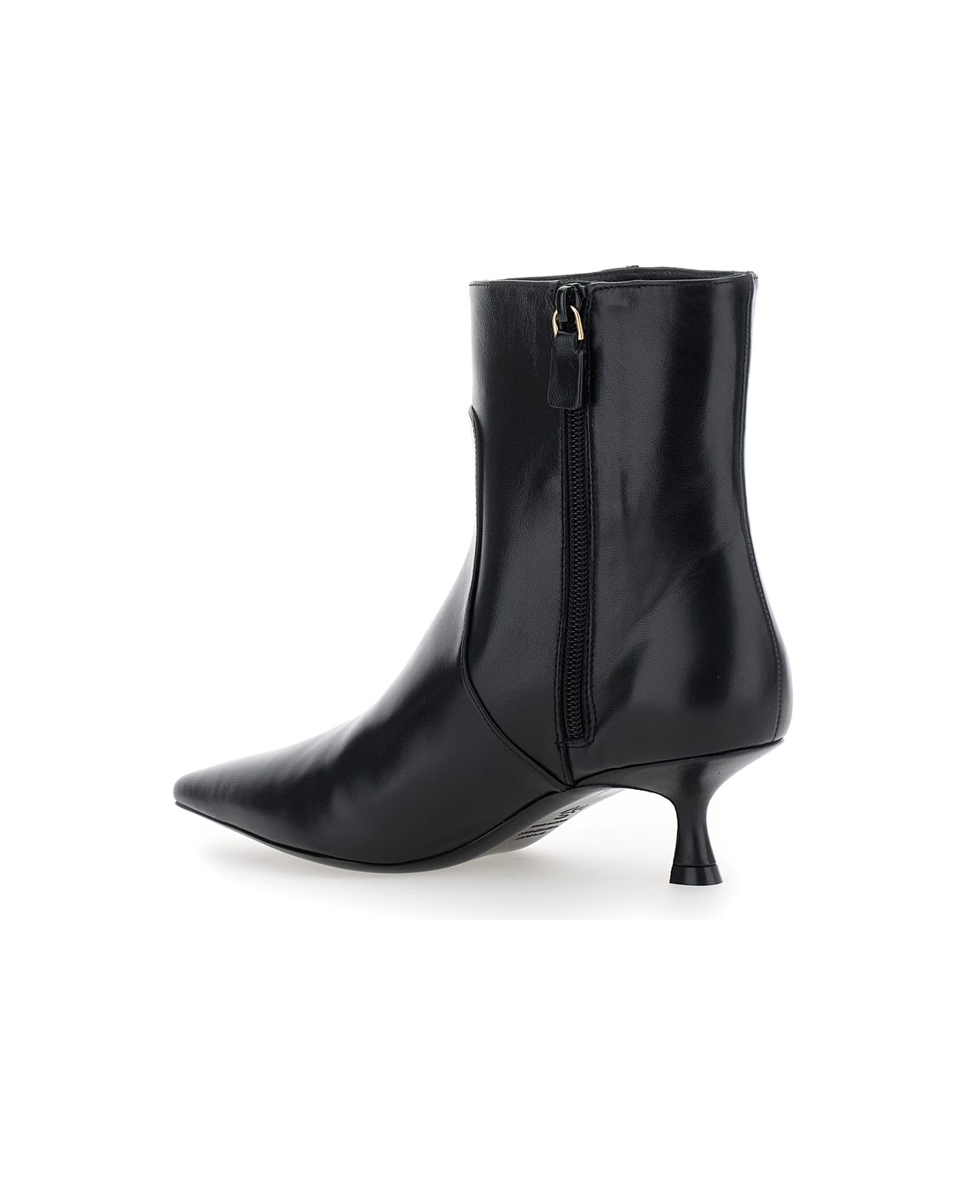 Stuart Weitzman 'naomi' Black Ankle Boots With Kitten Heel In Leather Woman - Black