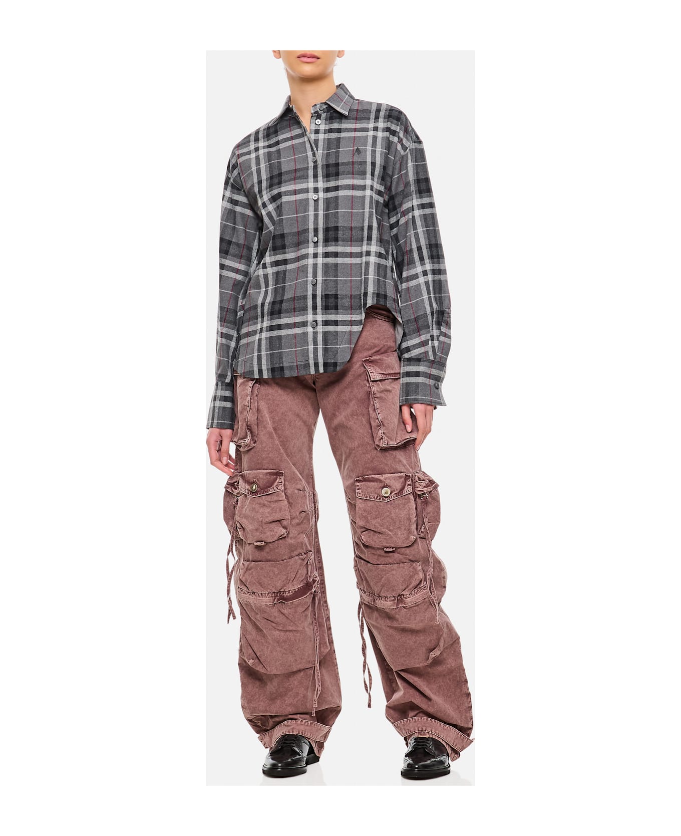 The Attico Fern Long Trousers Natural Marble - Brown
