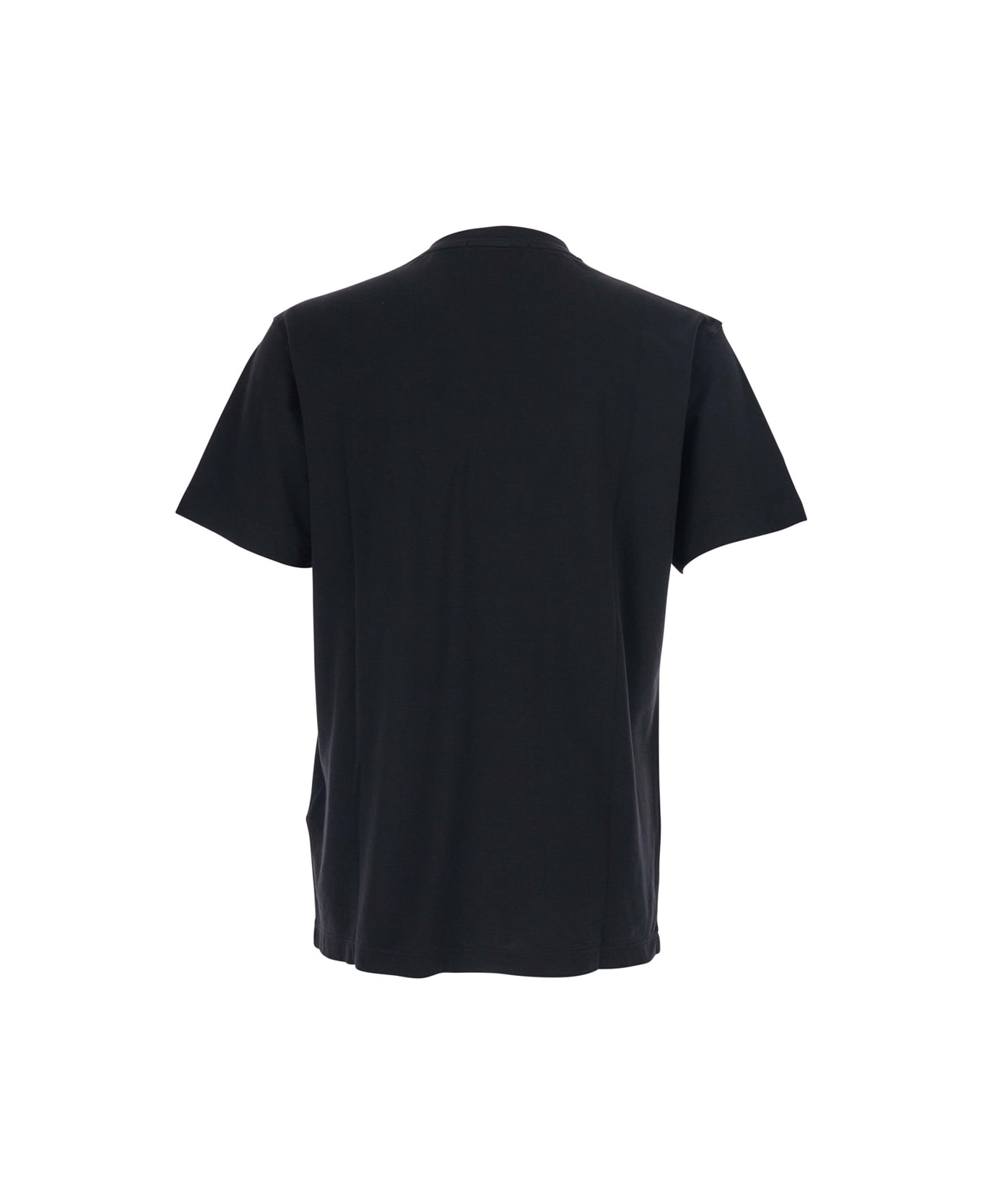 Stone Island Black Crewneck T-shirt With Logo Patch On The Front In Cotton Man - Black