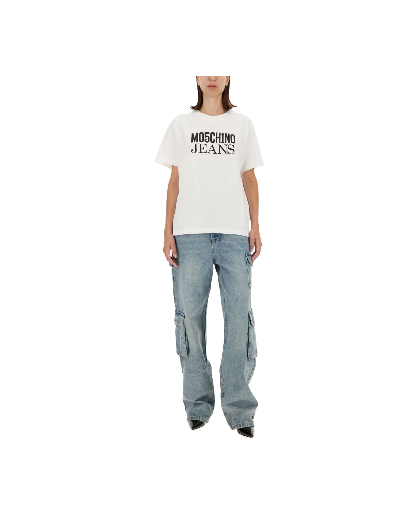 M05CH1N0 Jeans T-shirt With Logo - WHITE