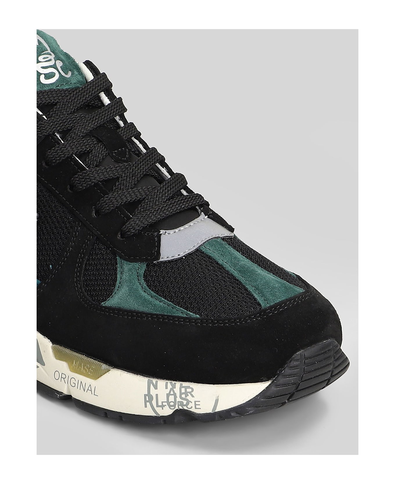 Premiata Mase Sneakers In Black Suede And Fabric - black