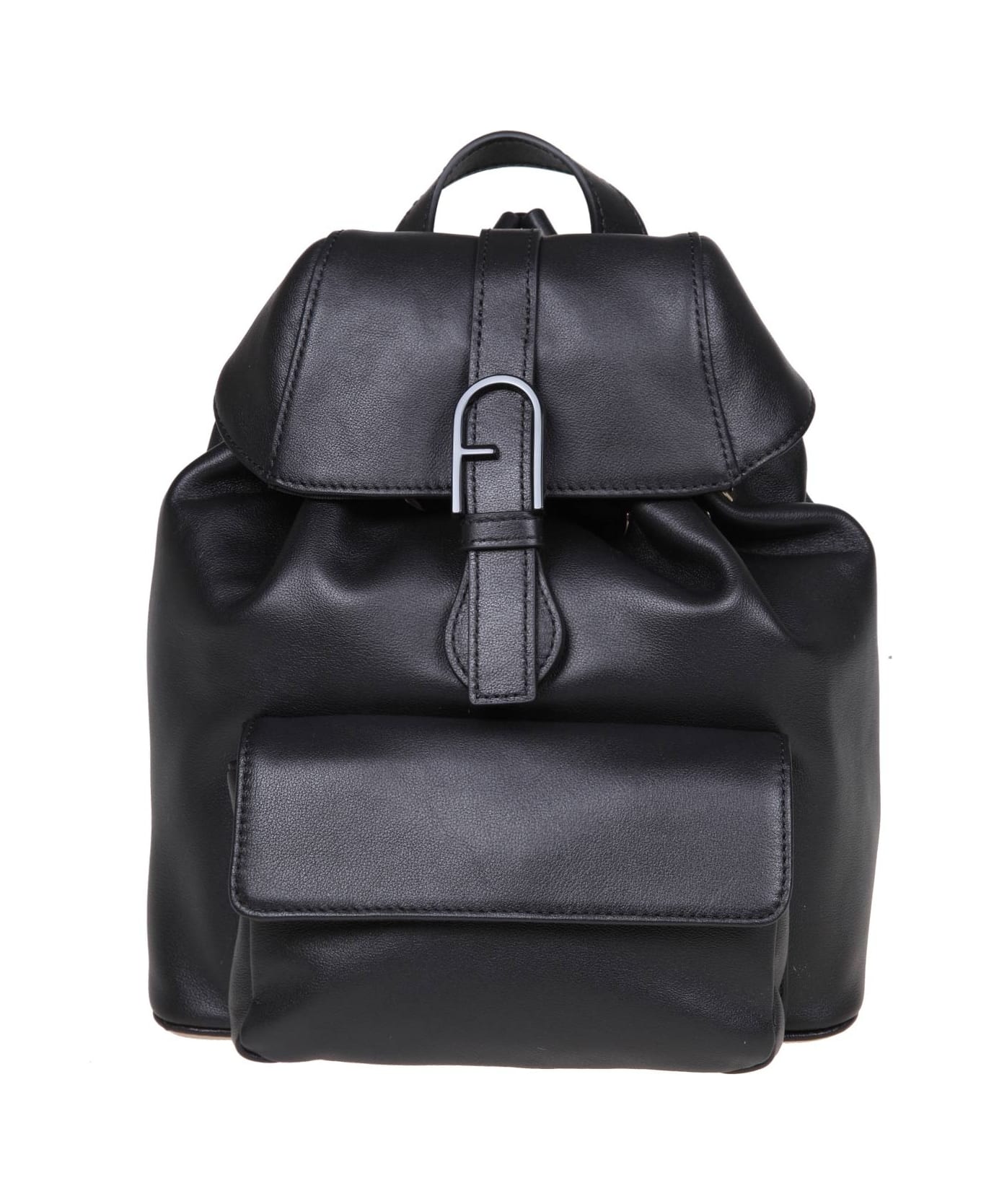 Furla Flow S Black Leather Backpack - Black バックパック