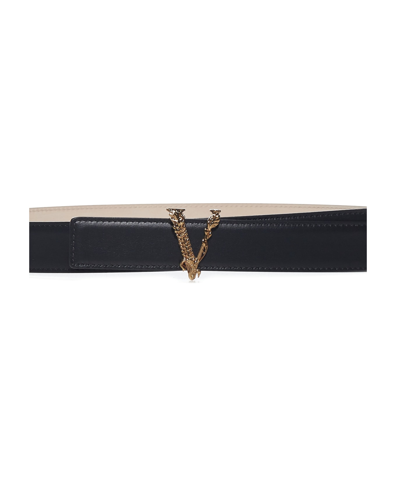 Versace 'v' Buckle Belt - Black-versace gold