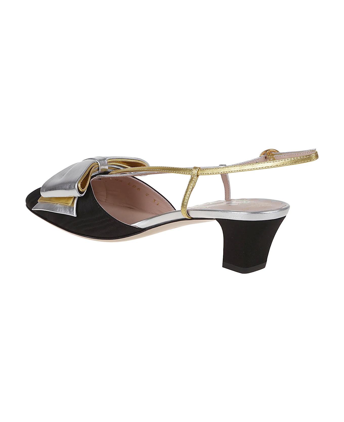 Valentino Garavani Sling Back Bowow T. 45 - V Nero Silver Old Gold