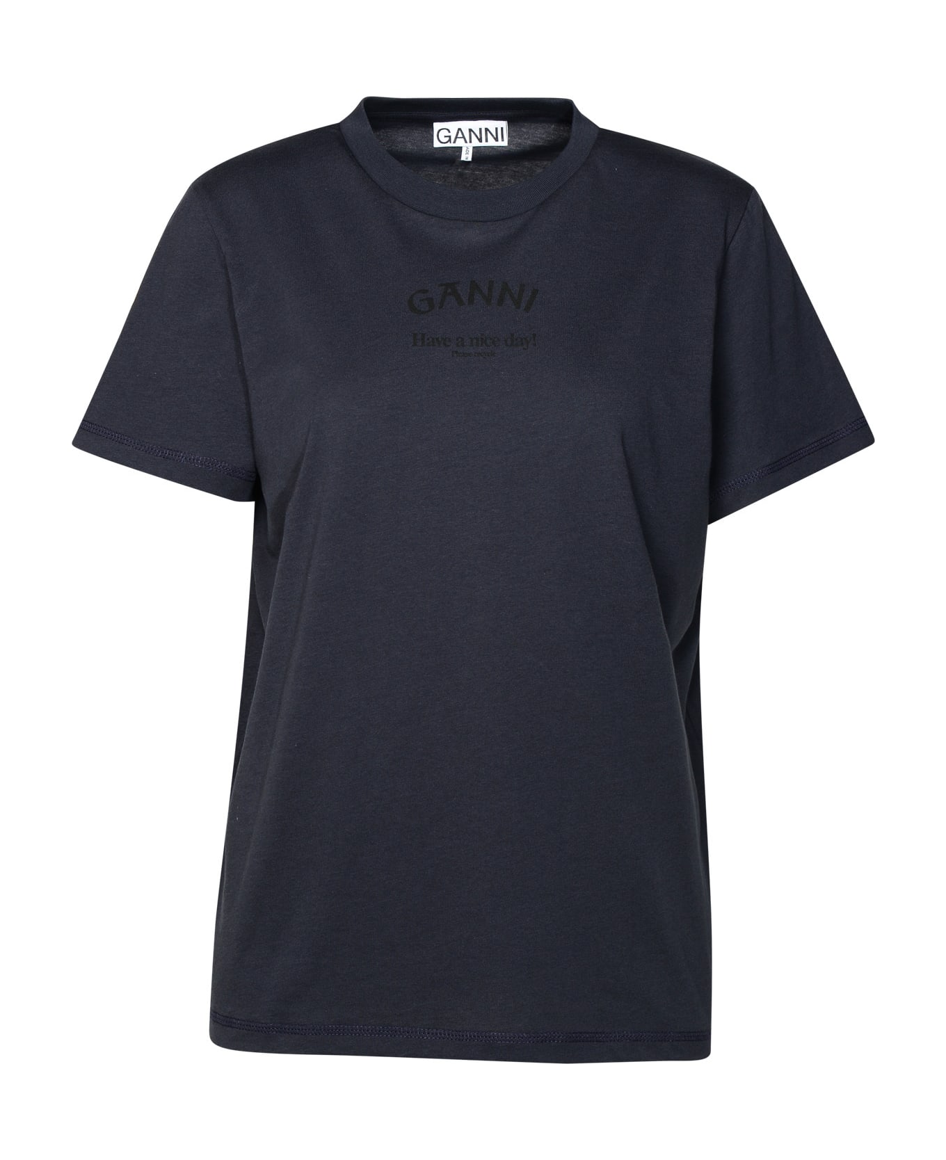 Ganni 'ganni' Navy Cotton T-shirt - Blu