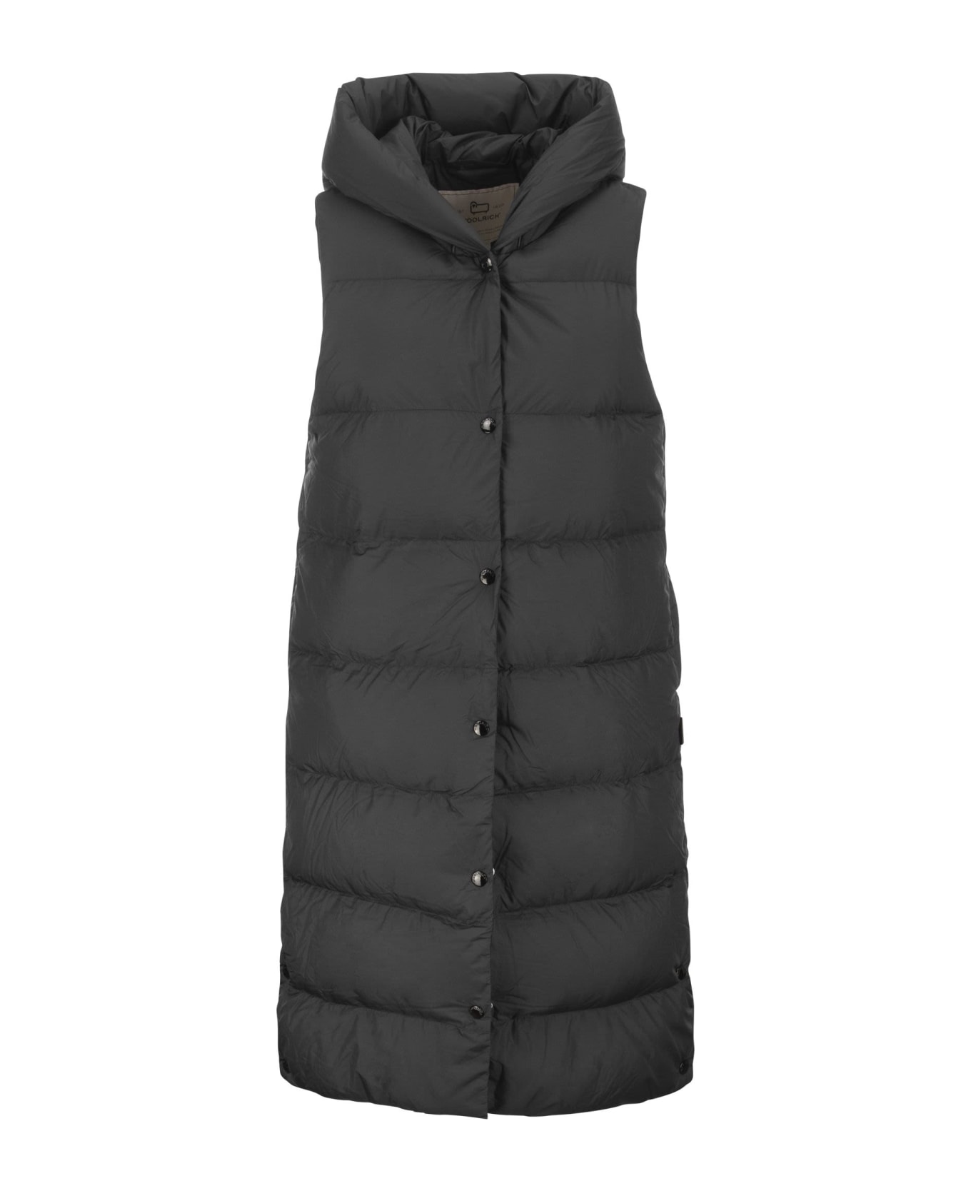 Woolrich Ellis Long Microfibre Padded Gilet italist, ALWAYS LIKE A SALE