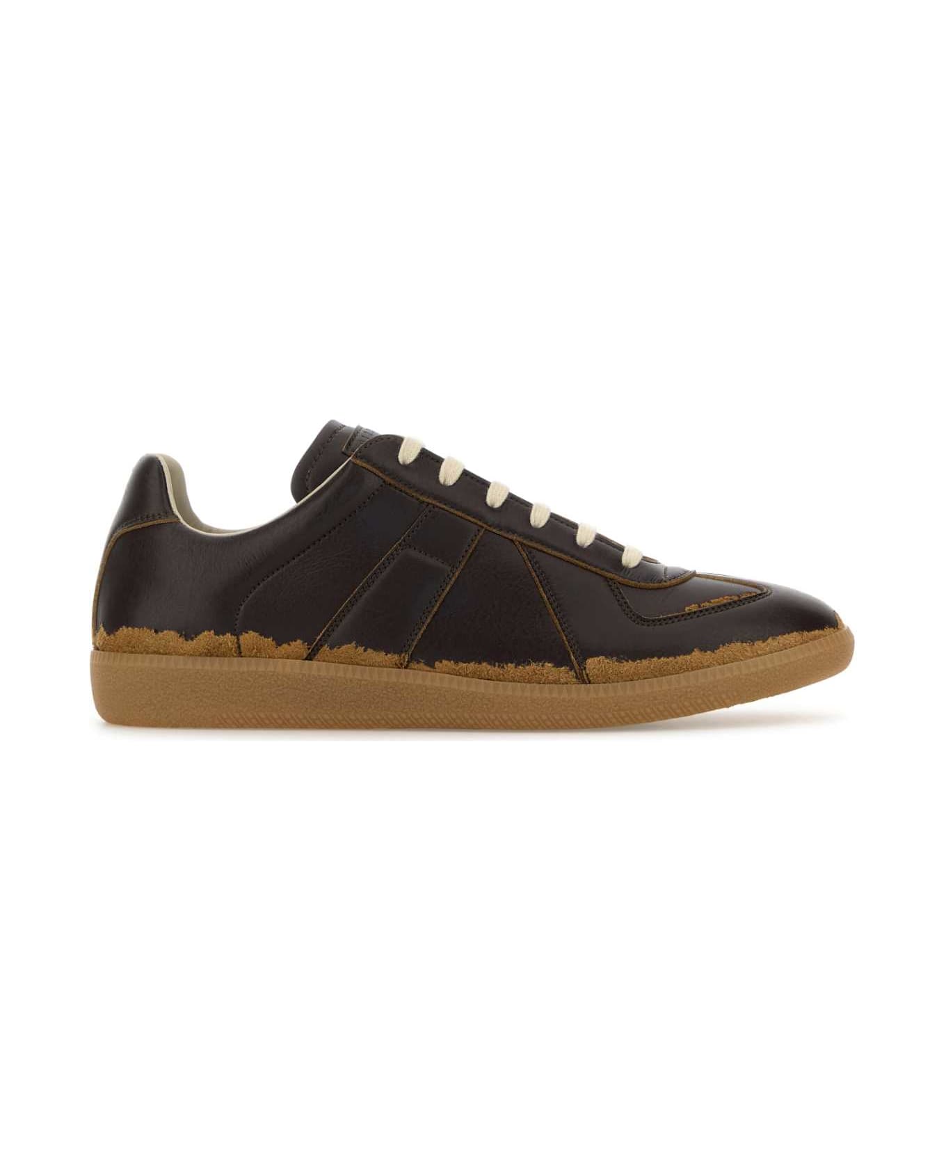 Maison Margiela Dark Brown Leather Replica Sneakers - MULTI