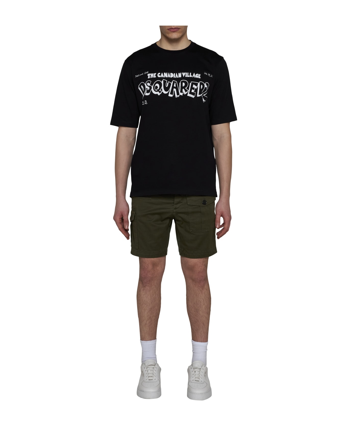 Dsquared2 Crewneck T-shirt With Canadian Village Print - Black