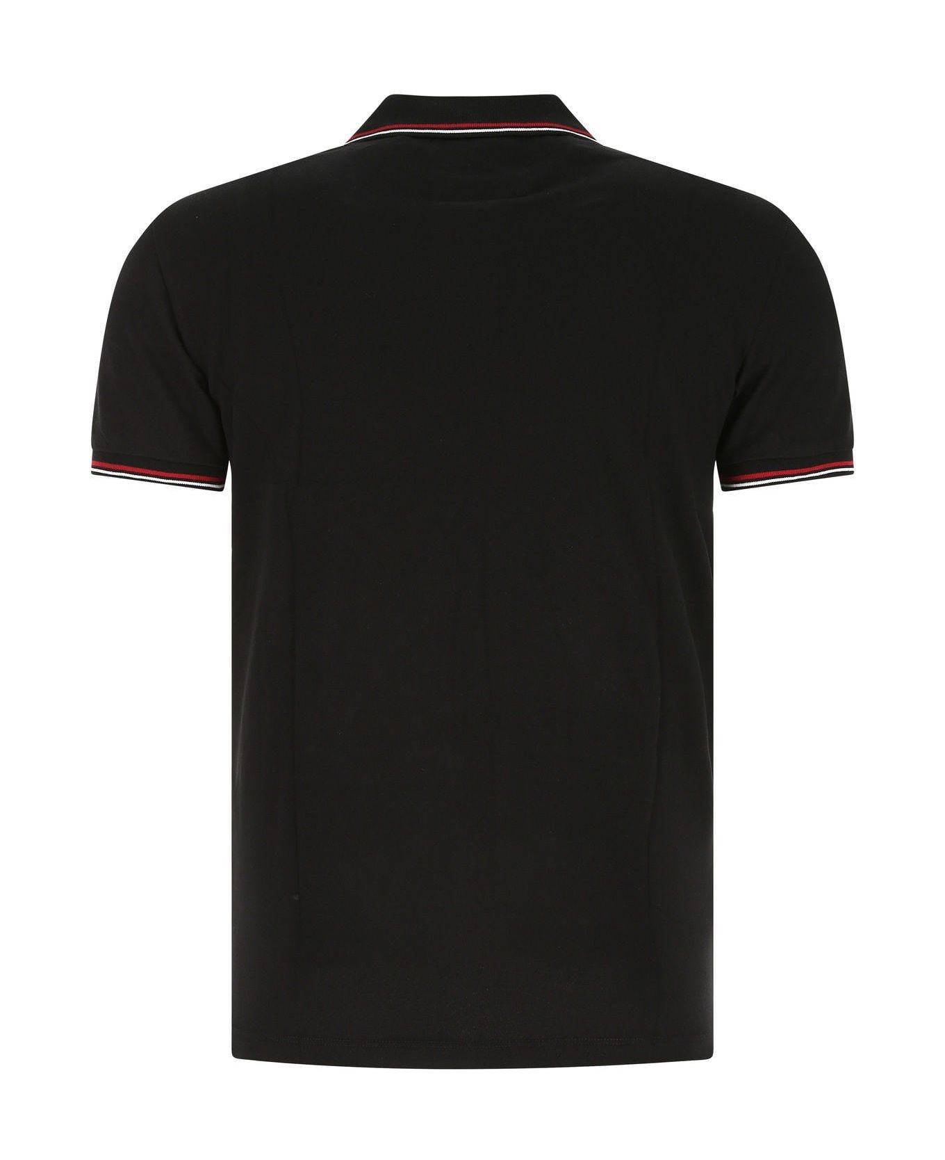 Emporio Armani Black Stretch Cotton Polo Shirt - Black