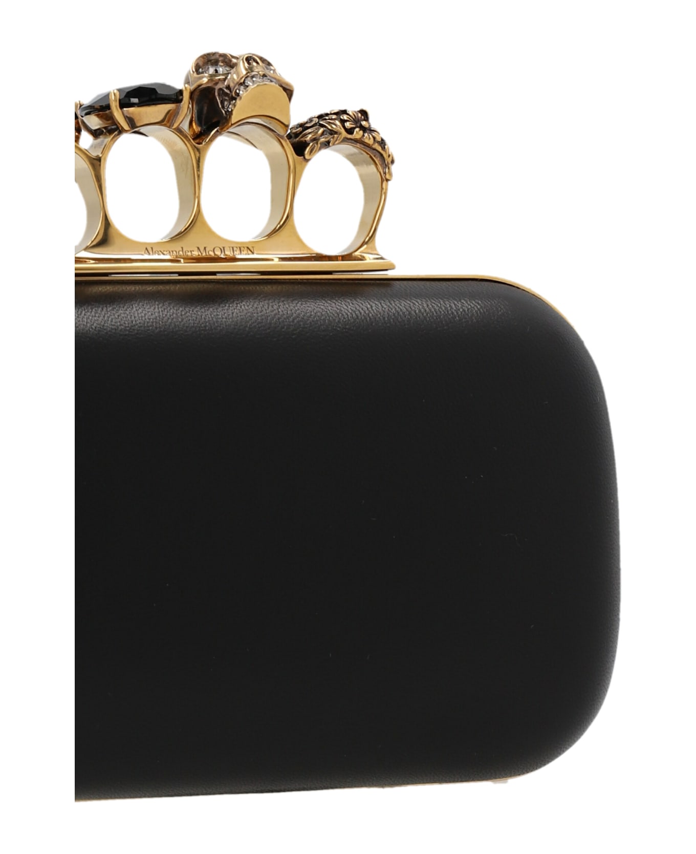Alexander McQueen Knuckle Clutch With Chain In Black - Black