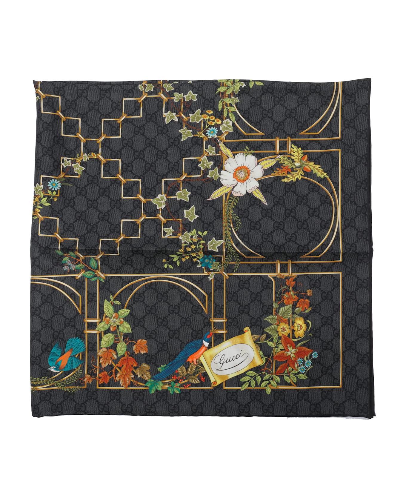 Gucci Printed Silk Carre
 - Black