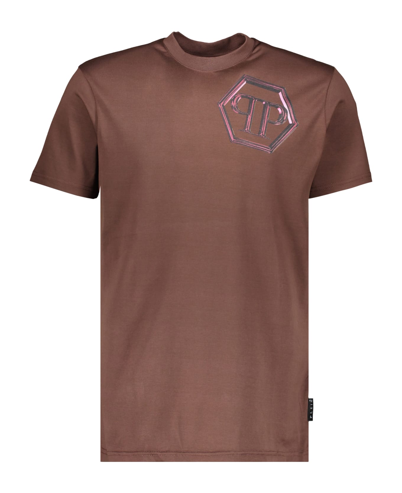 Philipp Plein Printed Cotton T-shirt - brown