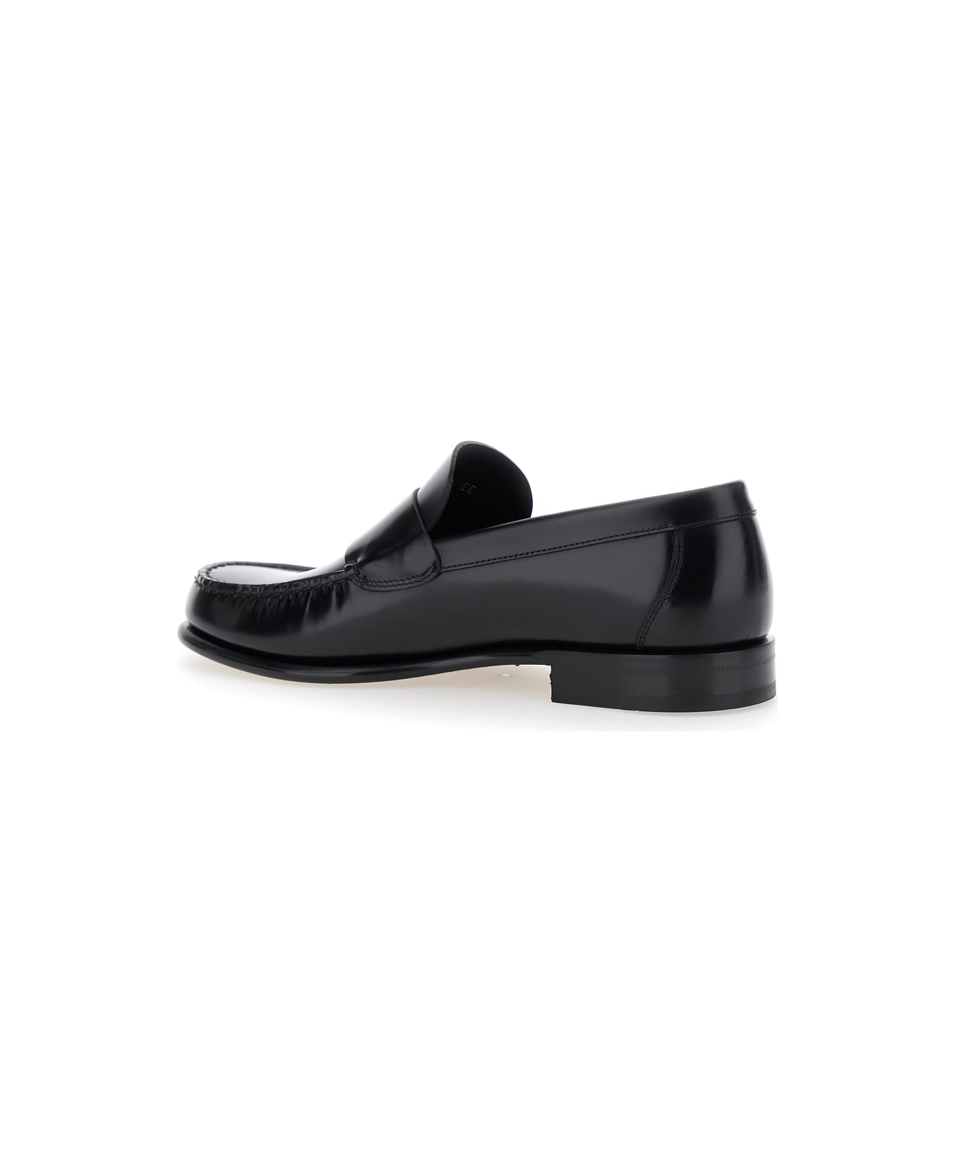 Ferragamo 'bart' Black Loafers With Embossed Gancini Detail On The Front In Leather Man - Black