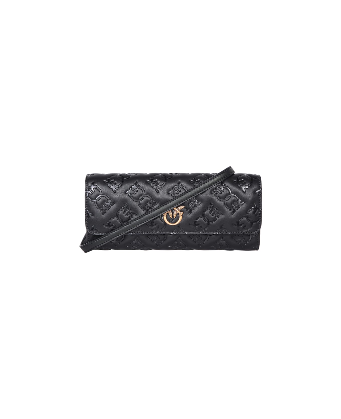 Pinko Love Tiny Birds Imprime Black Gold Wallet - Q Nero Antique Gold