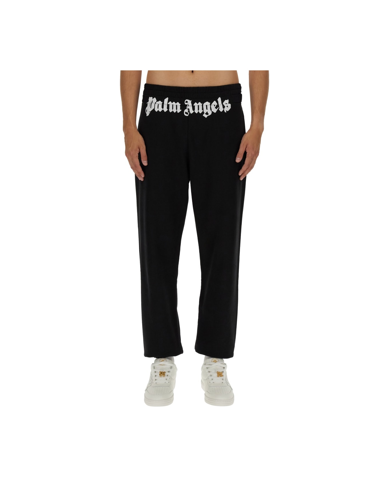 Palm Angels Jogging Pants With Logo - BLACK OFF WHITE