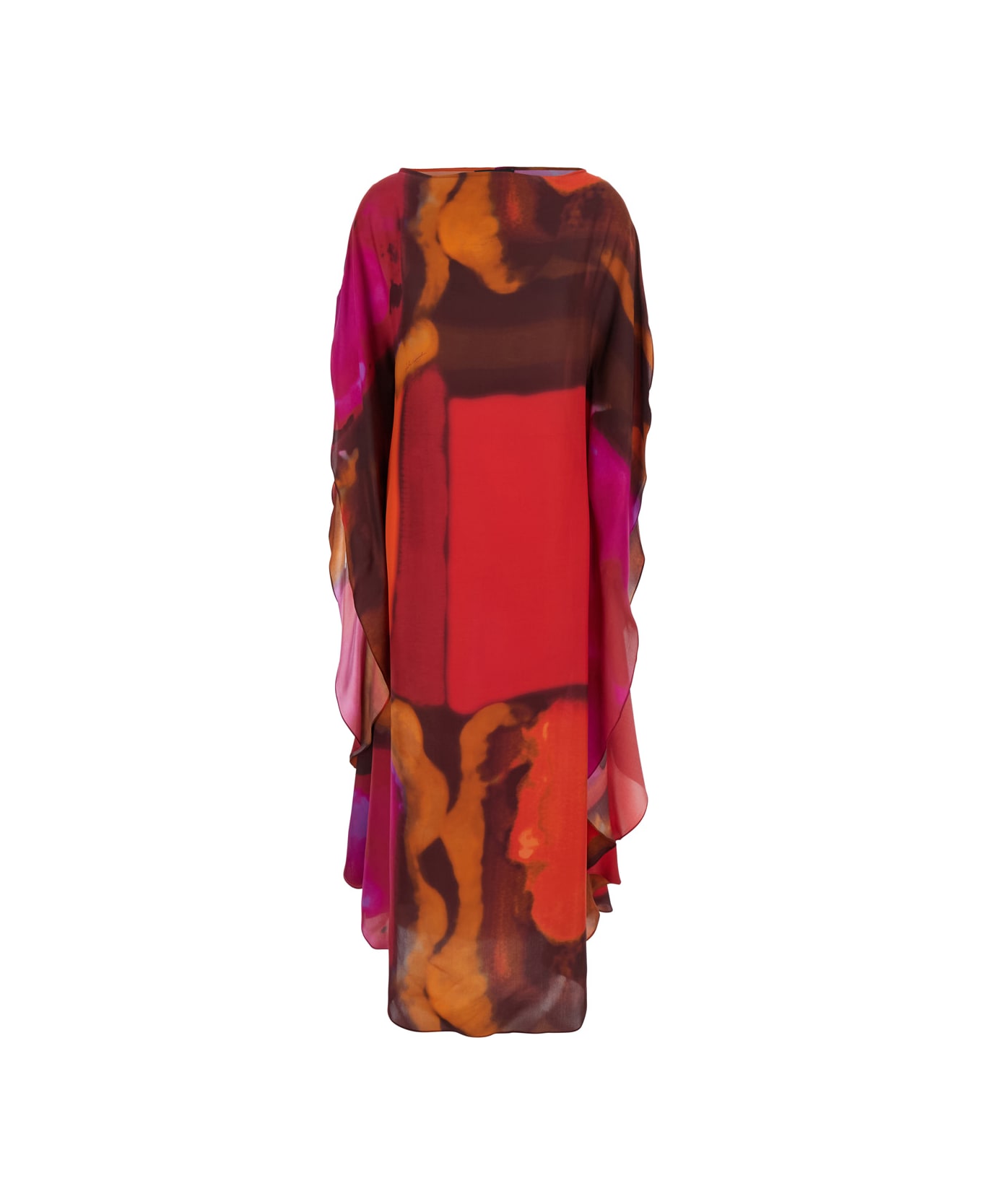 Gianluca Capannolo 
iris
 Multicolor Long Dress With Boat Neckline And All-over Print In Silk Woman - Multicolor