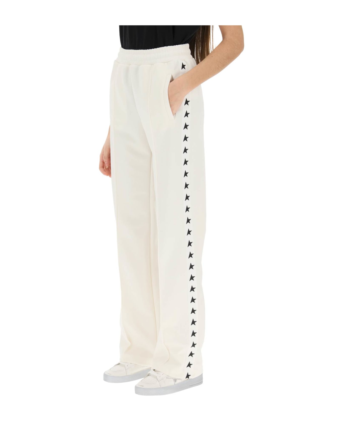 Golden Goose Track Pants With Star Bands - PAPYRUS BLACK (White)