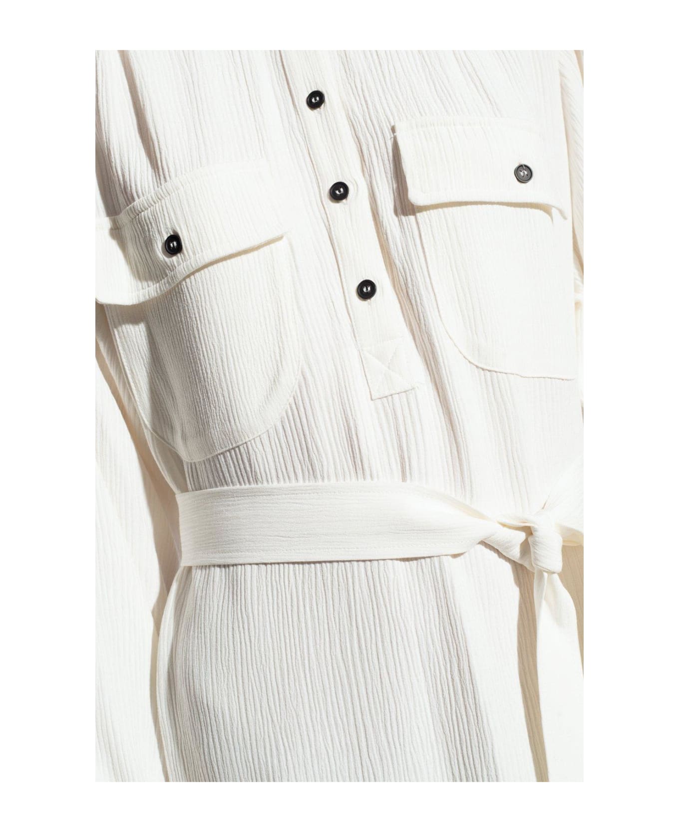 A.P.C. Marla Crinkled Belted Maxi Shirt Dress
