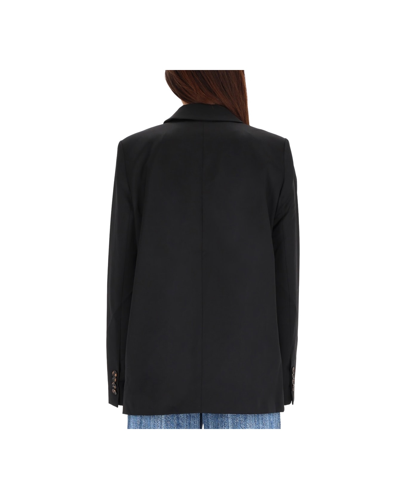 Ganni Double-breasted Wool Jacket - BLACK