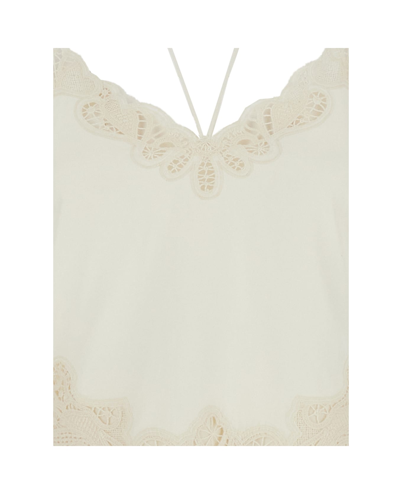 TwinSet White Dress With V Neck And All-over Lace Embroidery In Cotton Woman - White