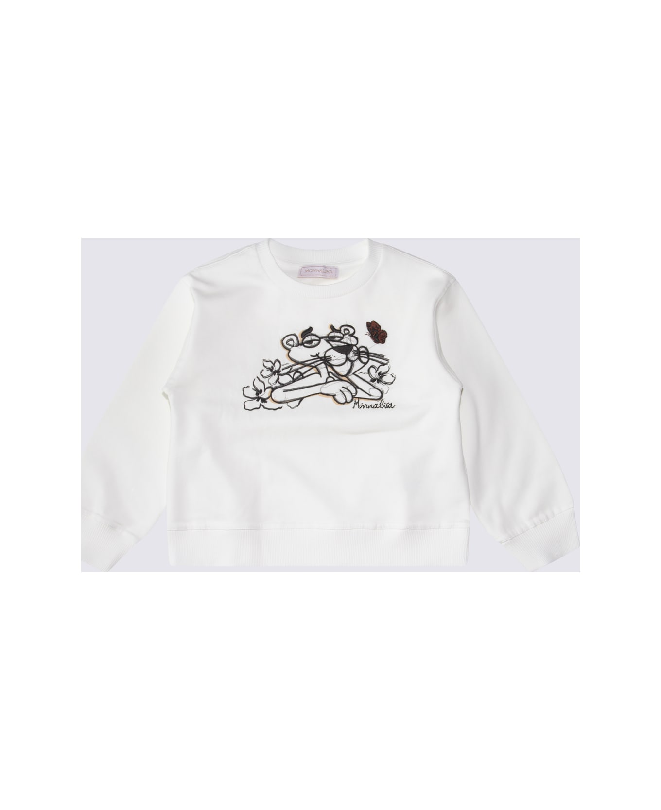 Monnalisa White Cotton Sweatshirt - White ニットウェア＆スウェットシャツ