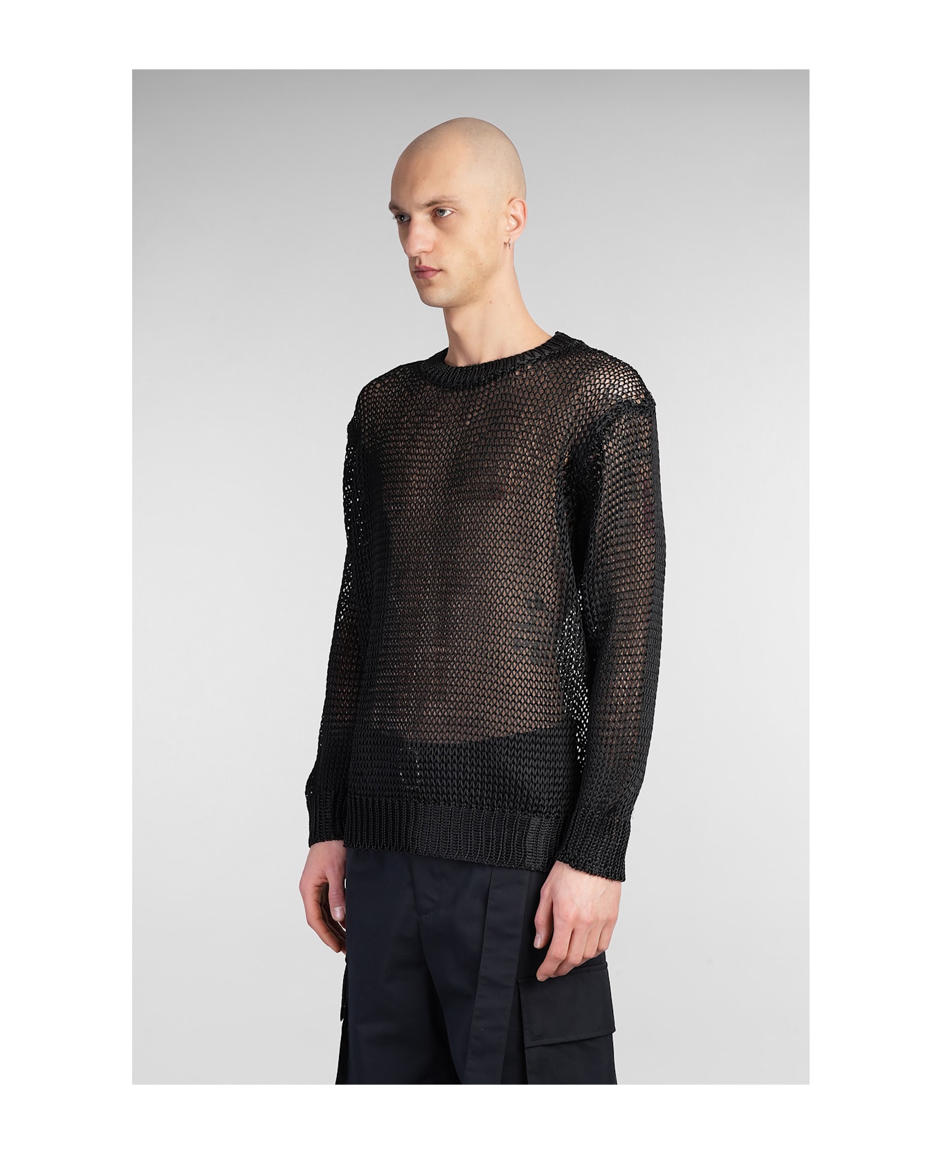 Jil Sander Cn Ls Jumper Knitwear In Black Silk - black