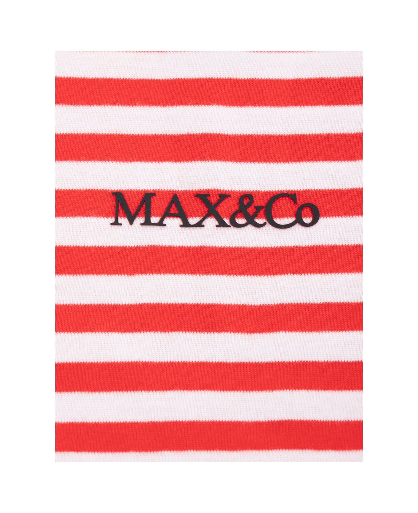 Max&Co. Red T-shirt With Logo Lettering On The Front And All-over Striped Motif In Cotton Girl - Red