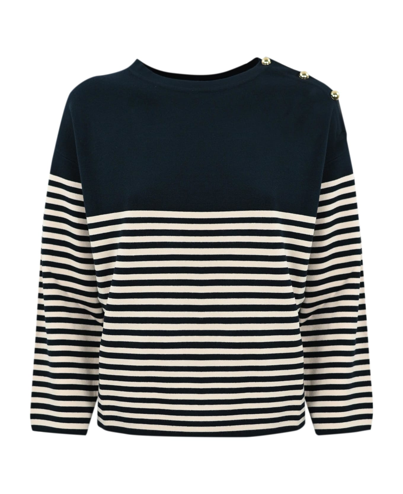 Max Mara Studio Otranto Striped Viscose Sweater - Blue