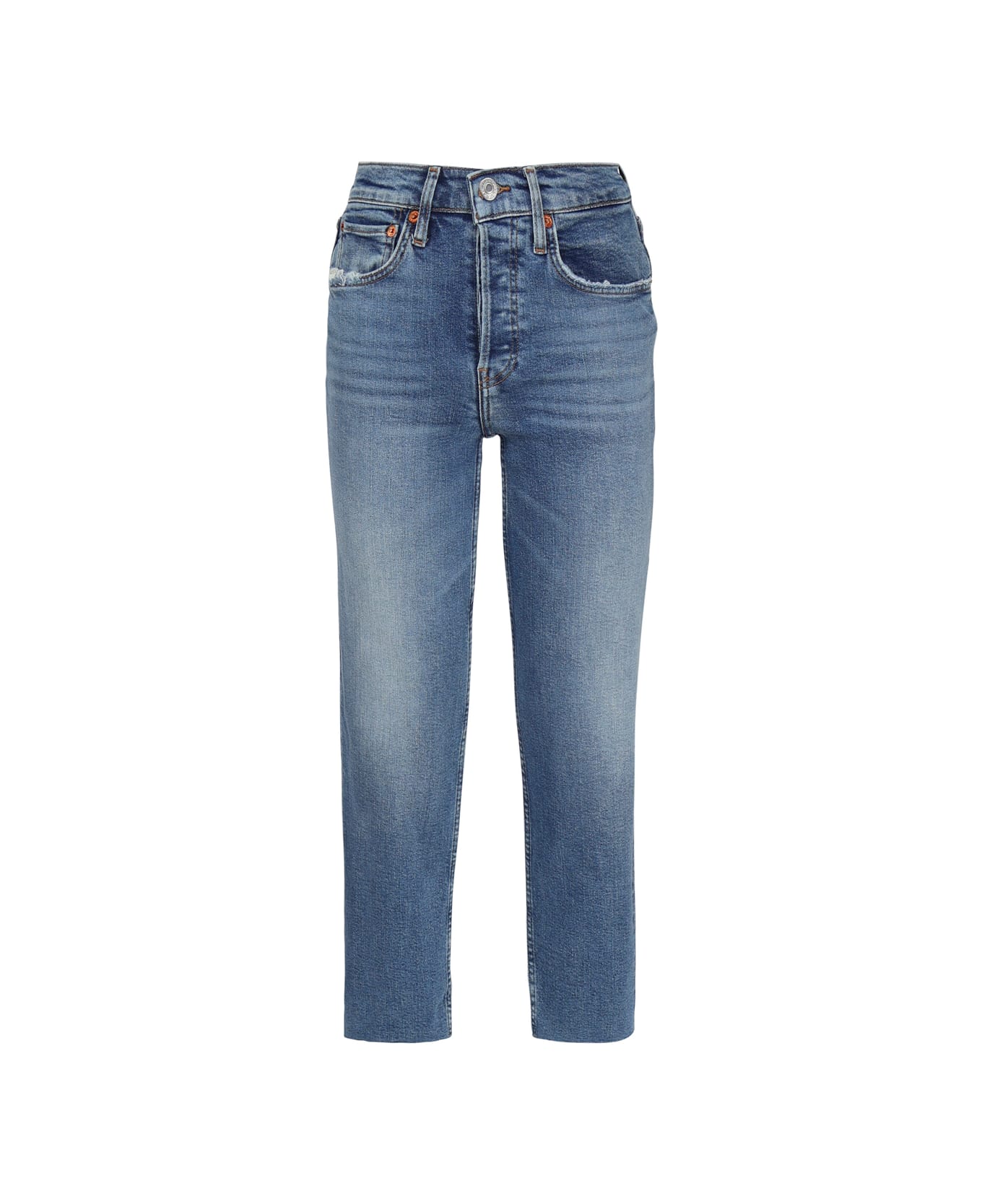 RE/DONE Straight Cropped Jeans - Indigo