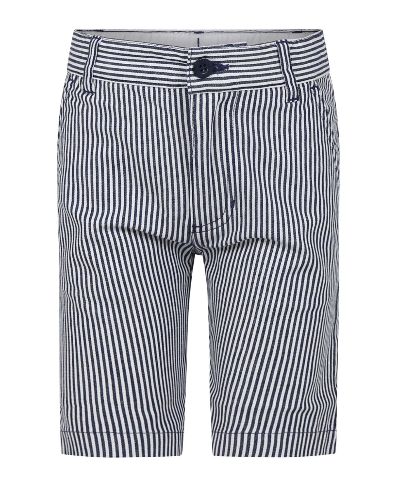 Petit Bateau Blue Shorts For Boy With Stripes - Blue ボトムス