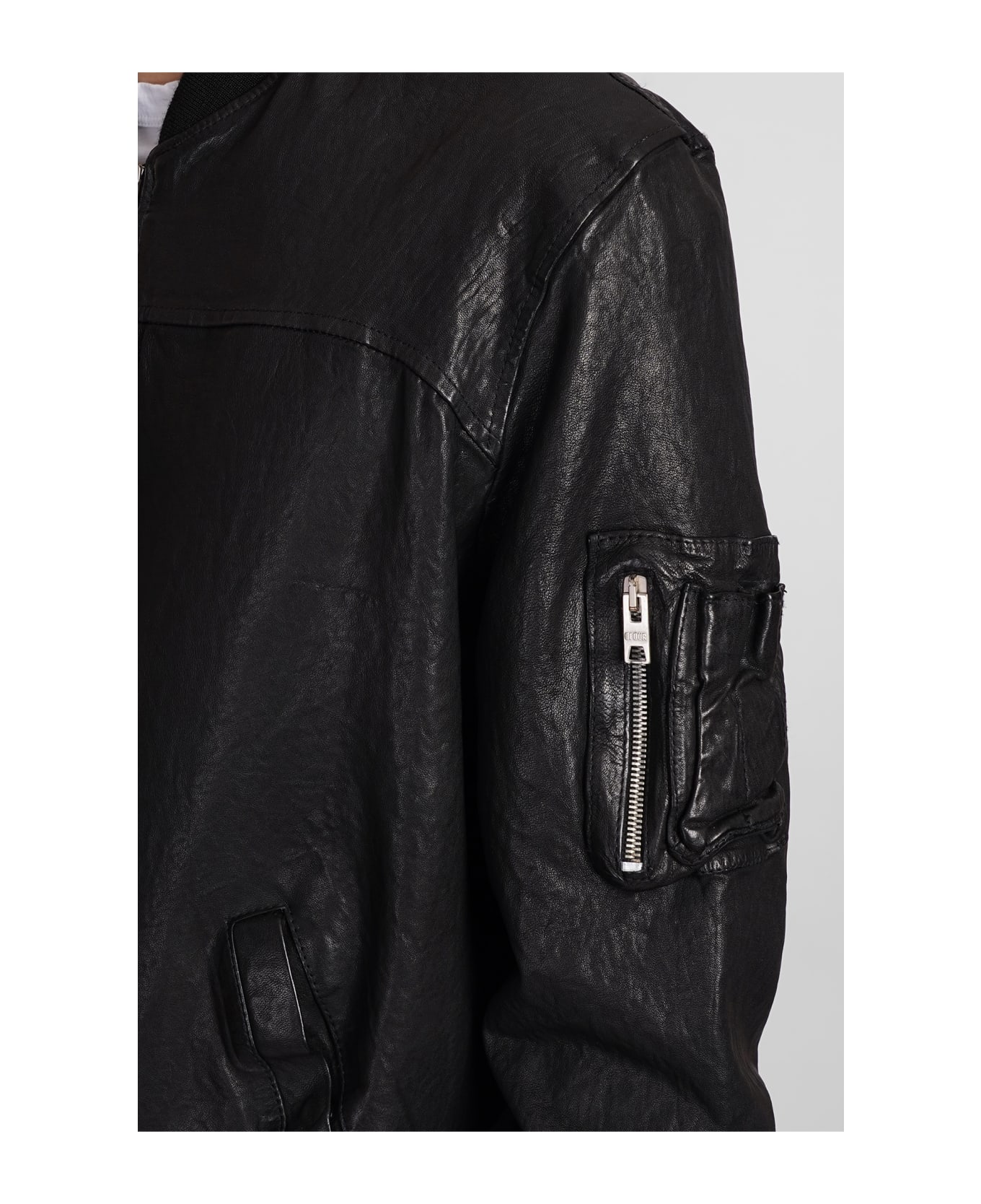DFour Leather Jacket In Black Leather - black レザージャケット