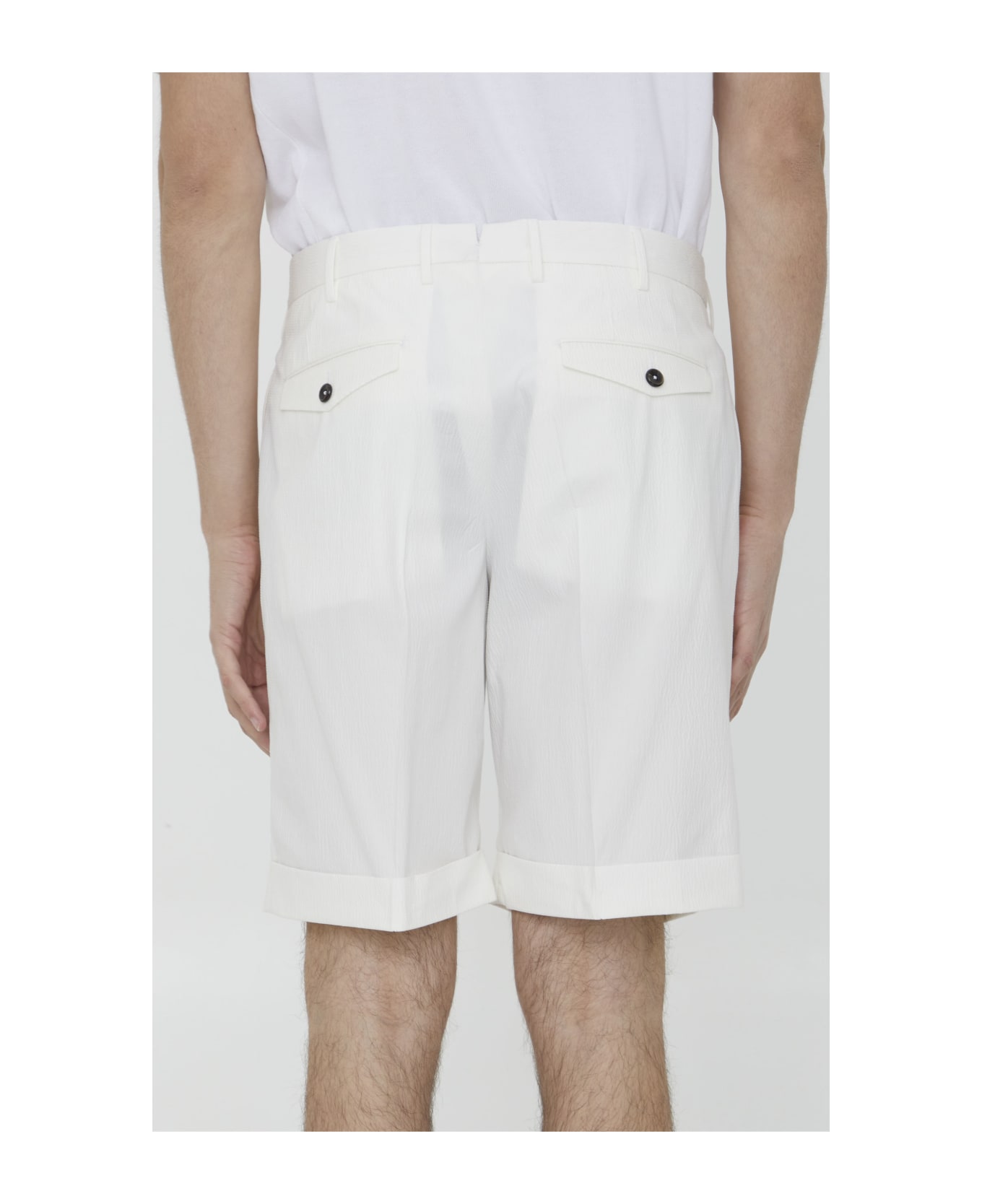 PT Torino Seersucker Bermuda Shorts - WHITE