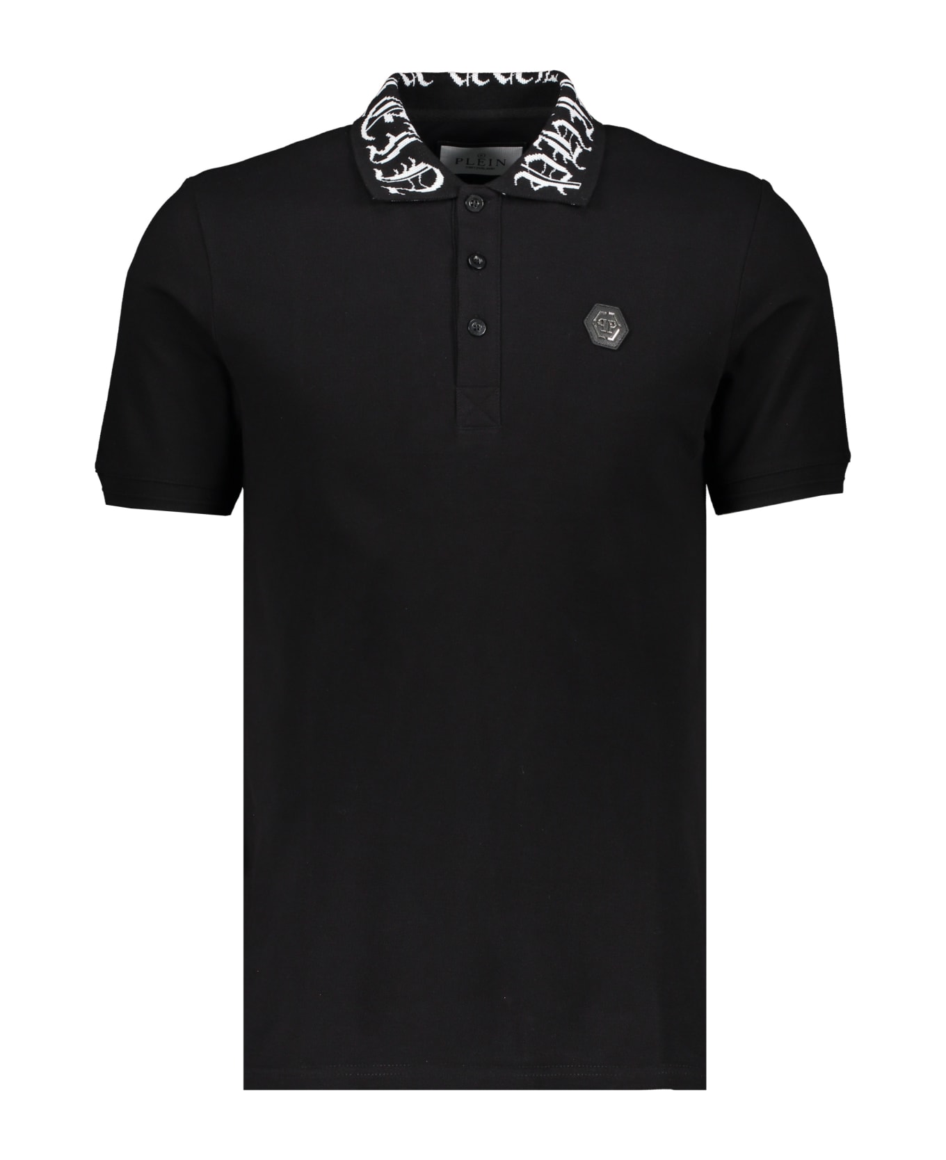 Philipp Plein Short Sleeve Cotton Polo Shirt - black