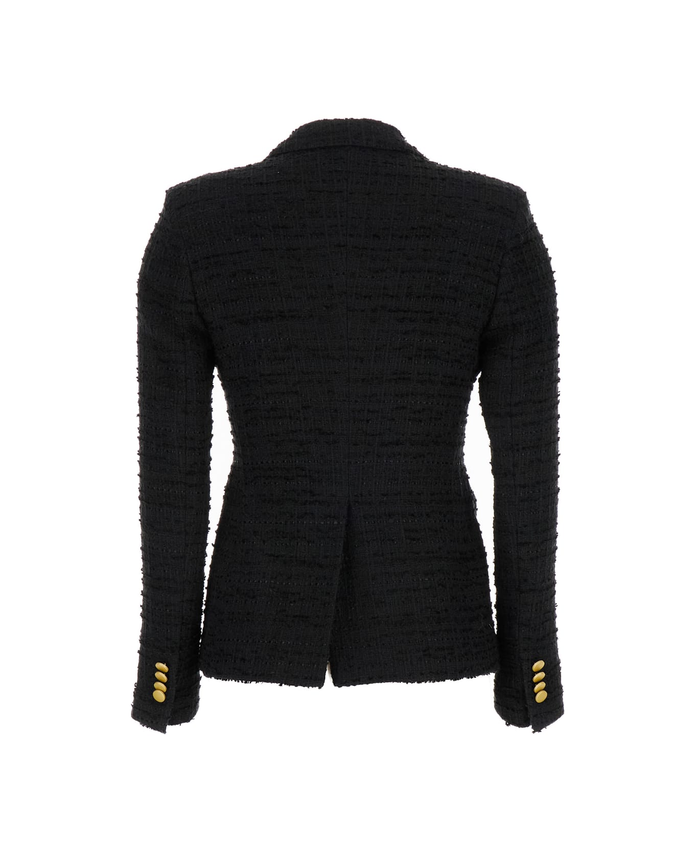 Tagliatore Black Tweed Double-breasted Blazer In Cotton Blend Woman - Black
