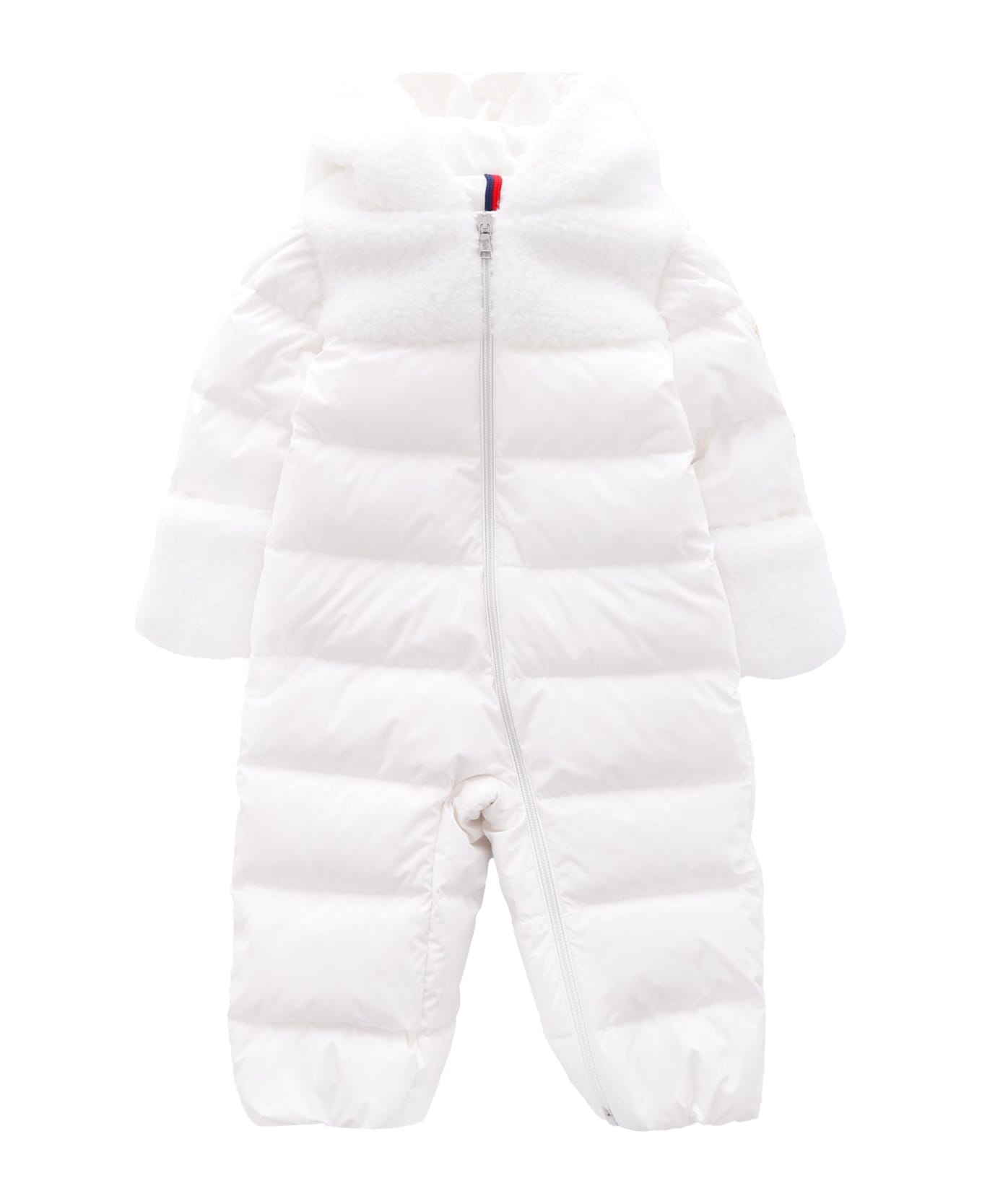 Moncler White Osof Down Jacket For Babykids With Logo - White