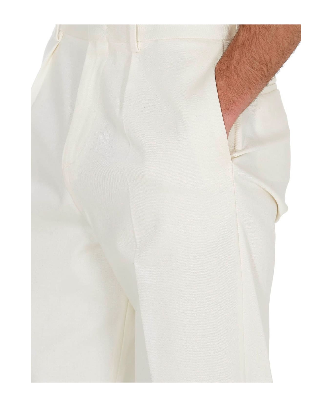 GCDS Cropped Cotton Trousers - White