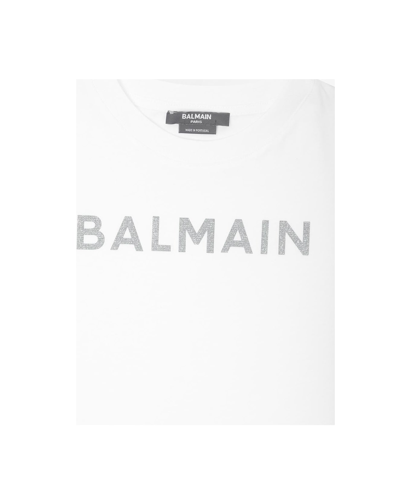 Balmain T-shirt With Metallic Logo - White