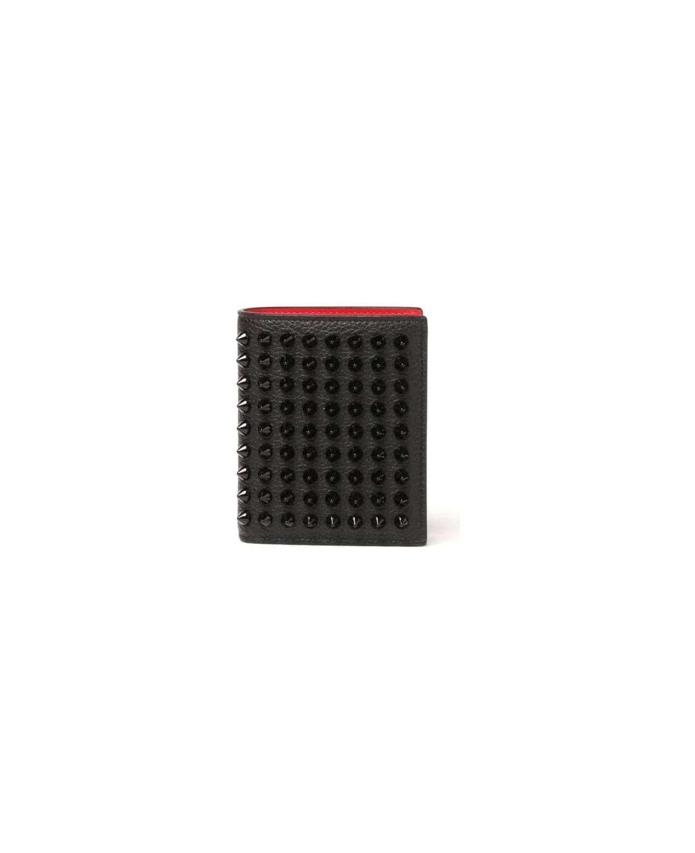 Christian Louboutin Wallet Paros Spike Wallet In Leather - Black/black