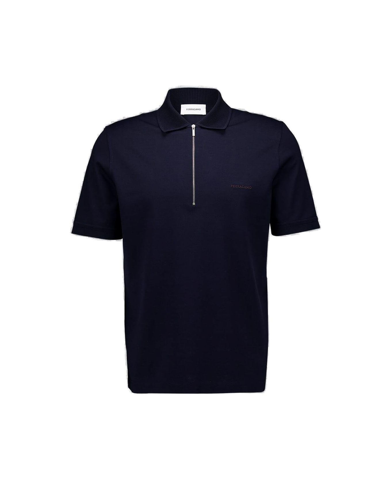 Ferragamo Half-zipped Short-sleeved Polo Shirt - BLUE