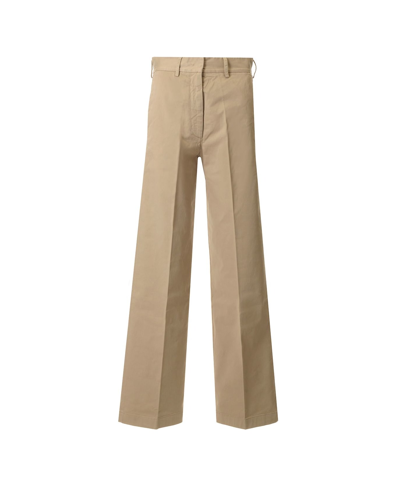 Forte_Forte Soft Cotton Twill Trousers - Beige