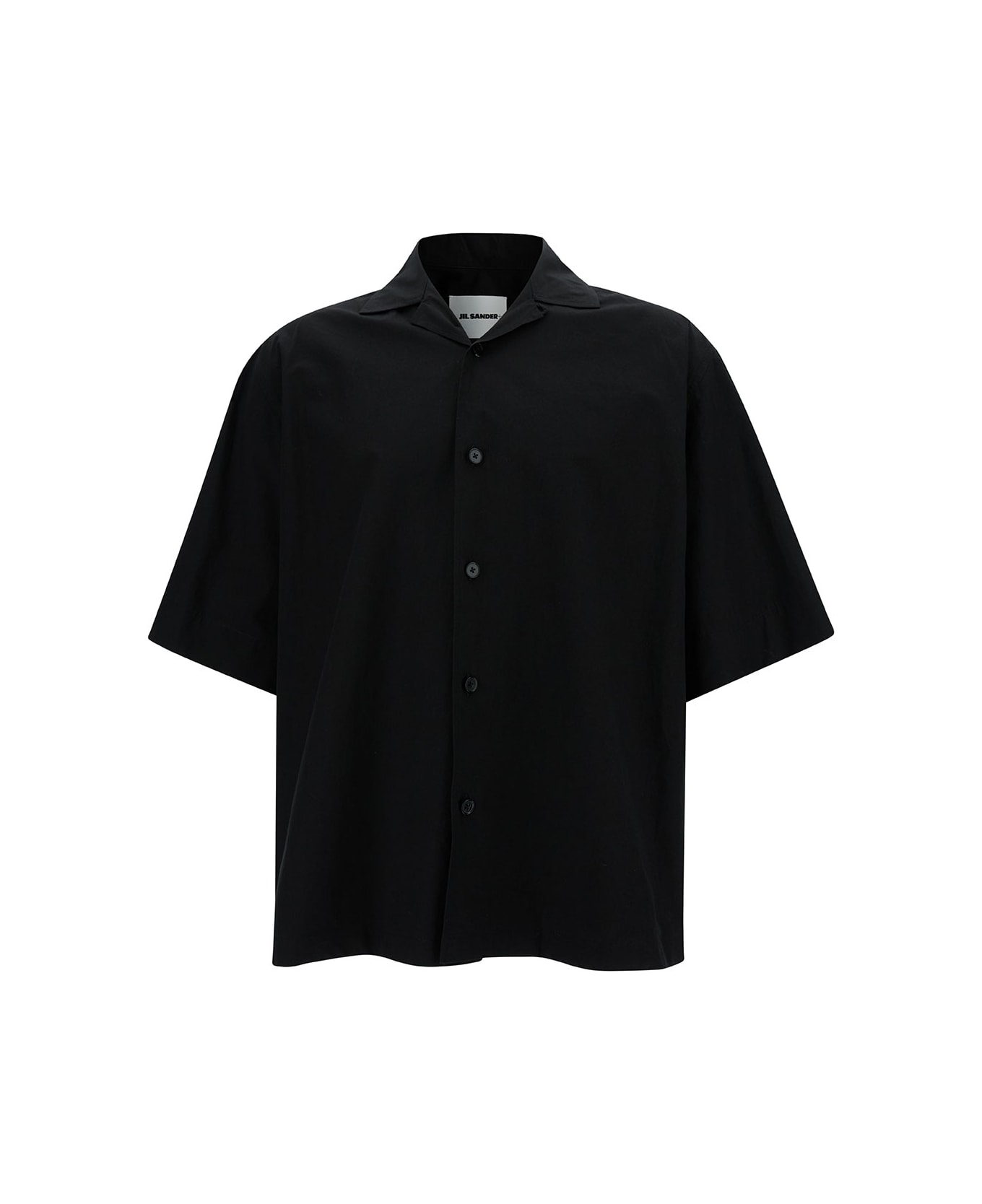 Jil Sander Black Bowling Shirt With Buttons In Lightweight Bio Cotton Man - Black