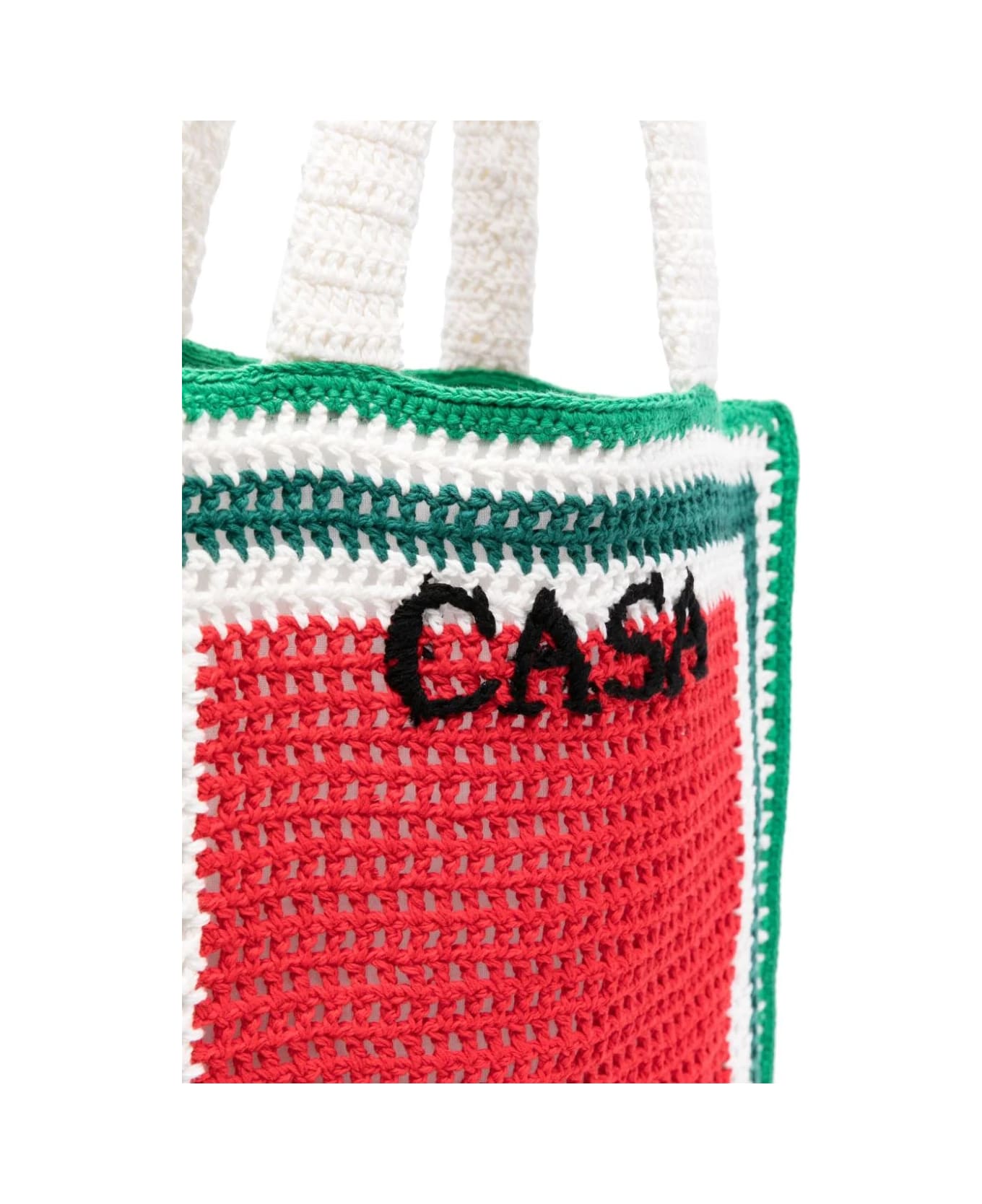 Casablanca Crocheted Atlantis Tote Bag In Green, Red And White - Red トートバッグ