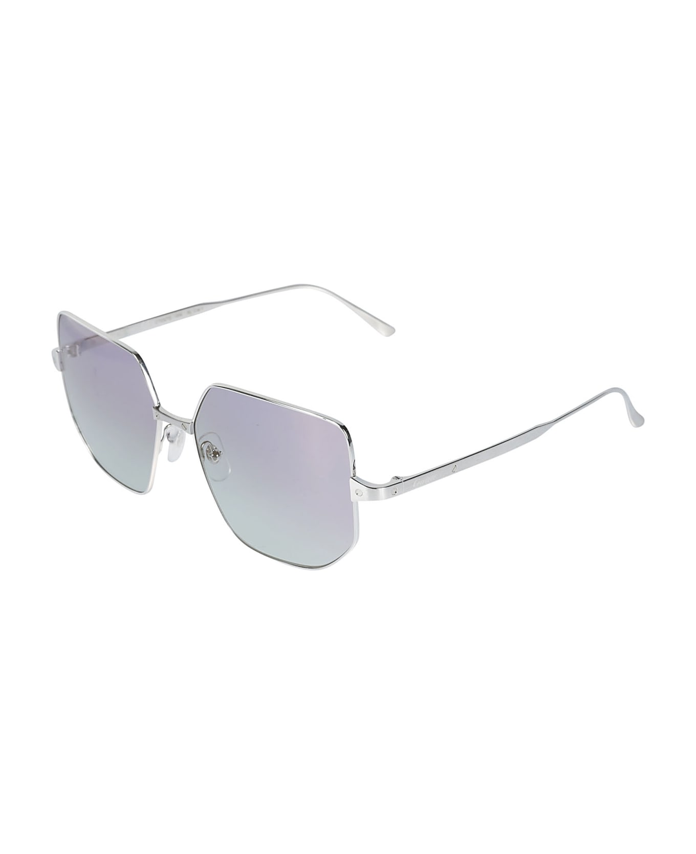 Cartier Eyewear Hexagon Frame Sunglasses - Silver/Violet