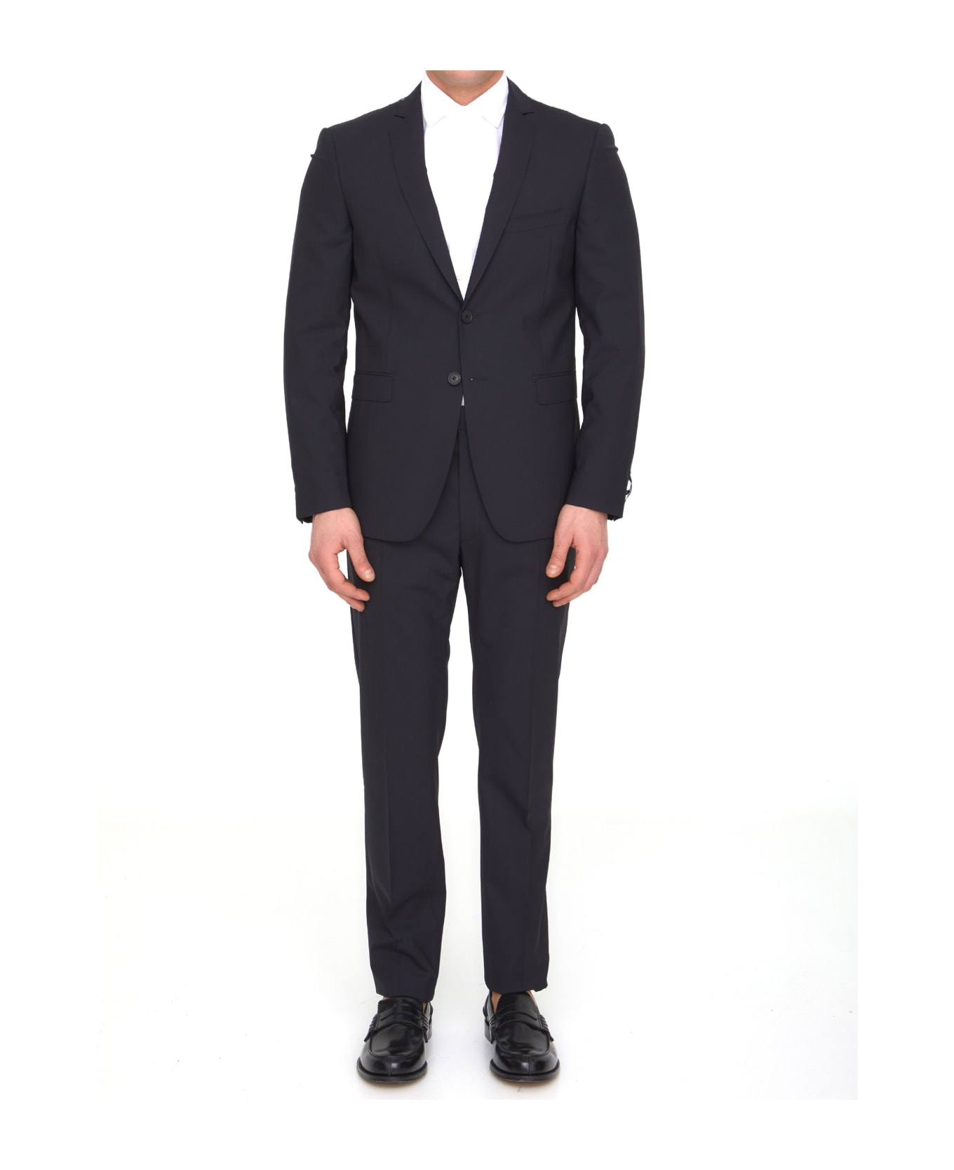 Tonello Black Wool Two-piece Suit - BLACK