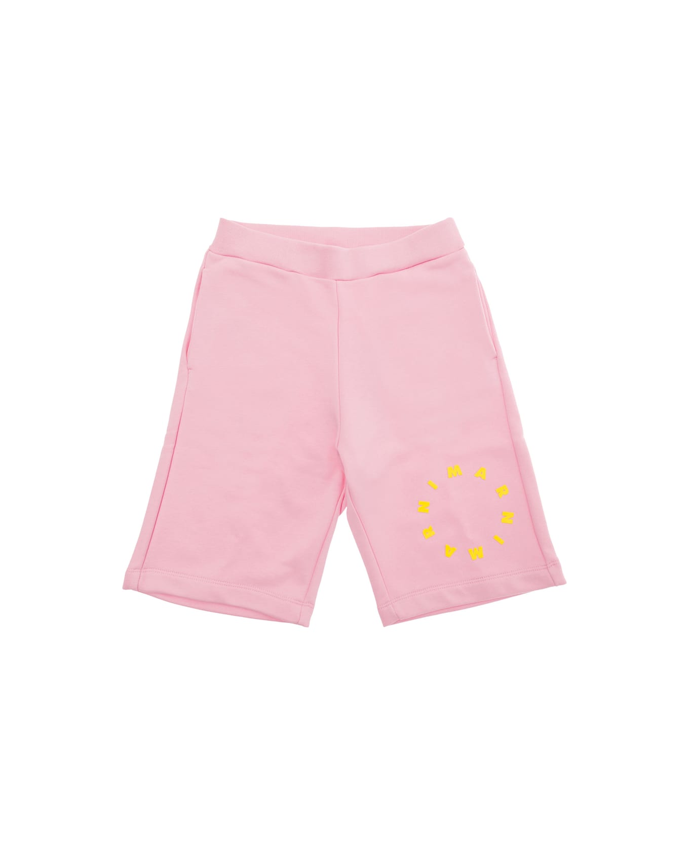 Marni Pink Shorts With Logo Lettering Print In Cotton Boy - Pink
