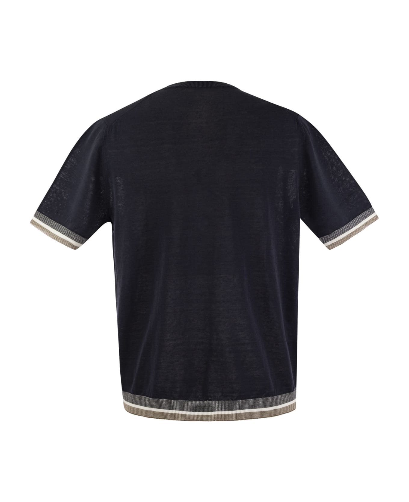 Peserico T-shirt In Linen And Cotton Yarn - Blue シャツ