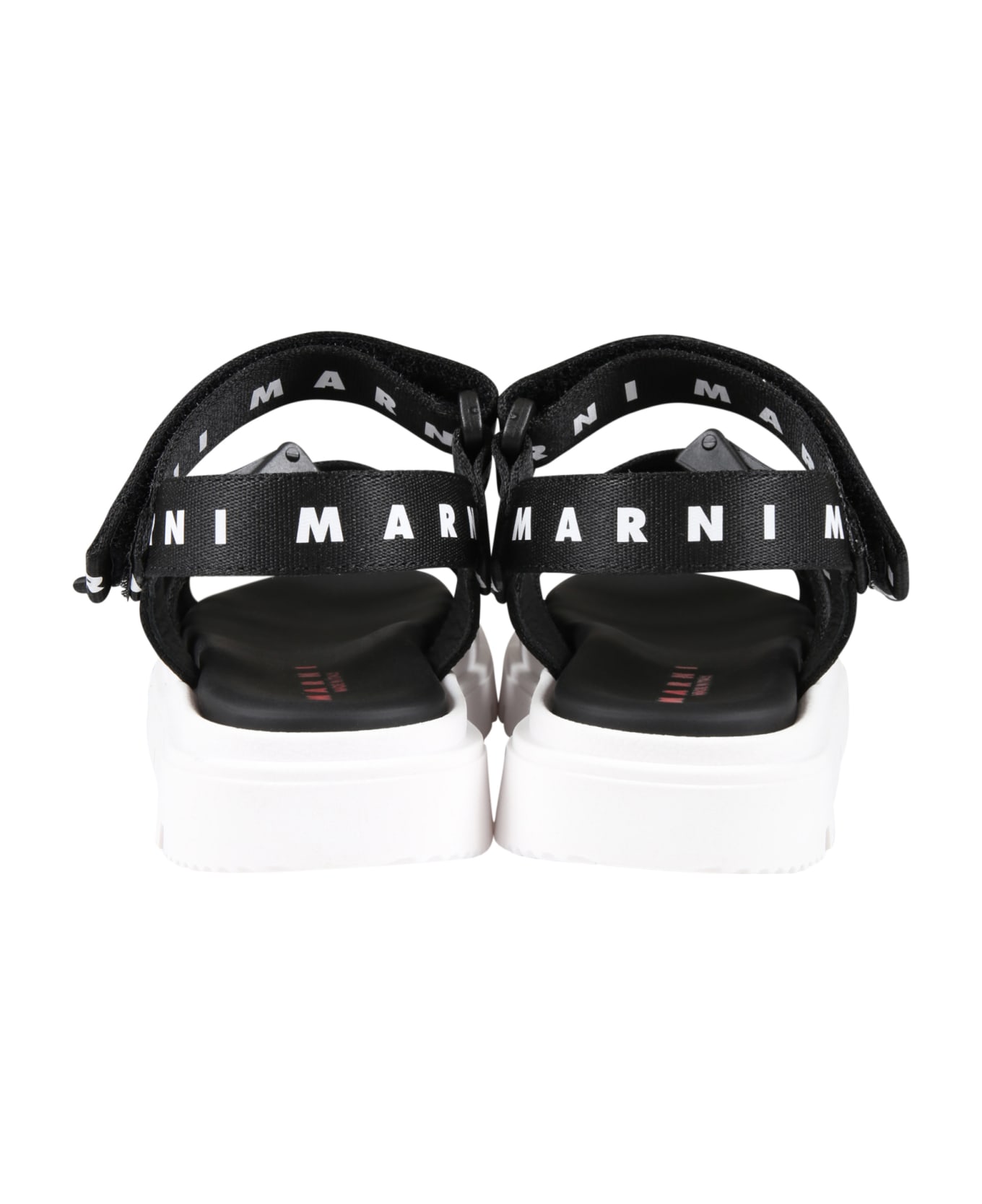 Marni Black Sandals For Girl With White Logo - Black