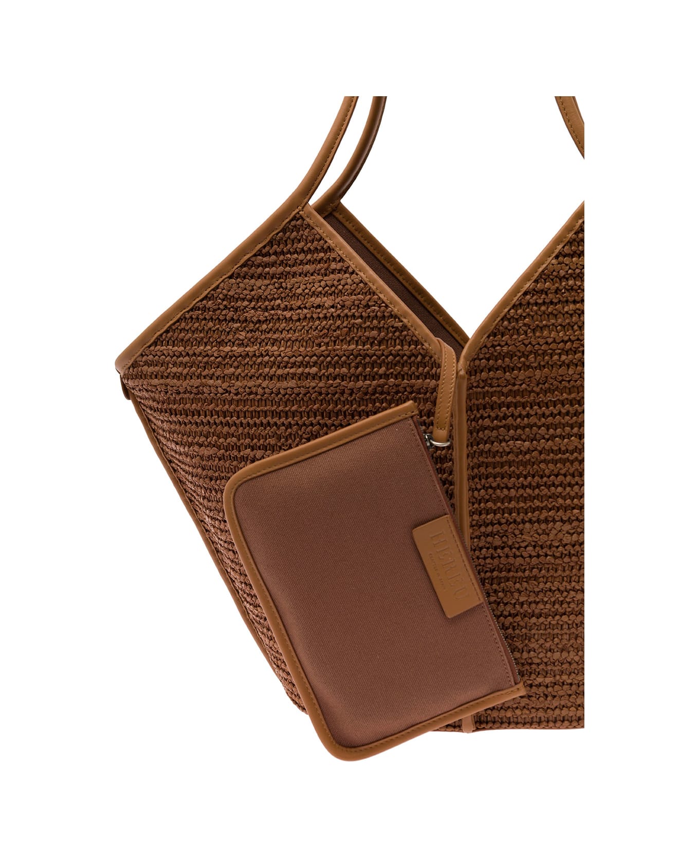 Hereu 'calella' Brown Tote Bag In Rafia And Leather Woman - Brown